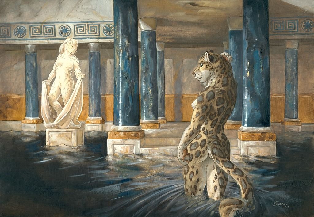 Cat at the bath - artwork by Scale
